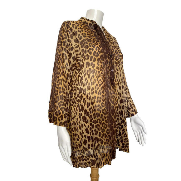 Moschino Mare M Swim Beach Cover Up Top Leopard Print Blouse IT-42 Medium Tunic - Picture 2 of 8